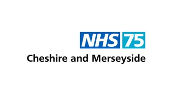 Text reads "NHS 75 Cheshire and Merseyside"